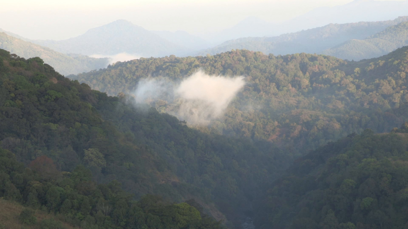 Movement of clouds across Mountains