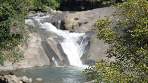 Adyanpara waterfalls flowing down rocks