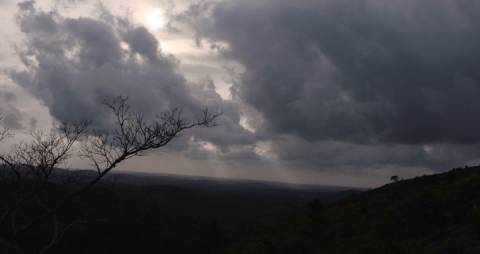 Dark clouds concealing the sun