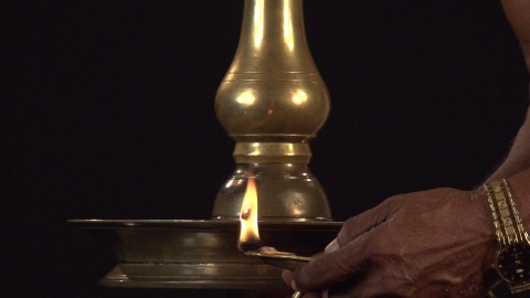 Close up shot of lighting of Nilavilakku