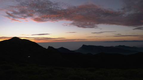 Colourful sky before sunrise in the mountains