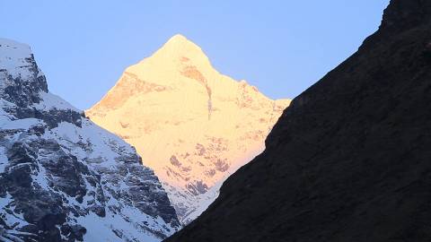 Mountain peak bathed in sunlight, Himalayas