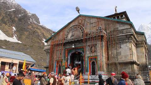 Pilgrims at the Kedarnath Temple in Uttarakhand