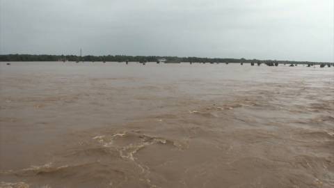 Bharathapuzha River overflows near the Chamravattom bridge, Malappuram