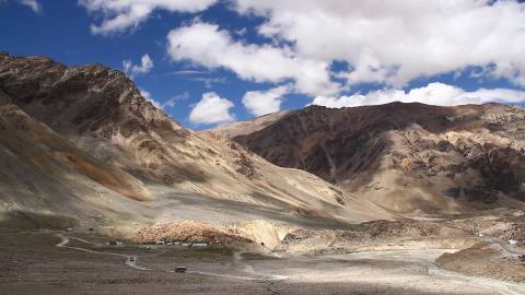 Lofty mountains along the Keylong to Leh road, India