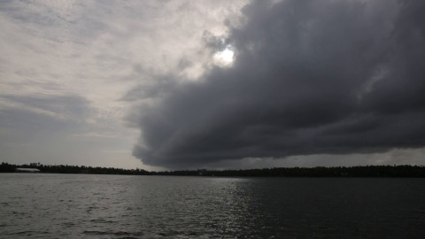 Monsoon clouds over Ashtamudi Lake