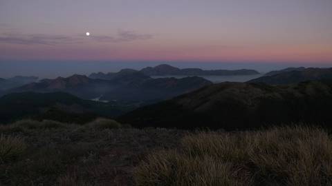 Twilight in the mountain ranges in Idukki