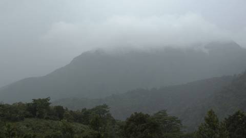 Mountain ranges and a drizzle of rain