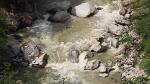 Mountain river cascading down the rocks, Uttarakhand