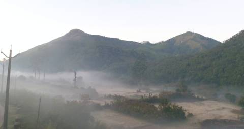 Aerial shot of Misty hills in Munnar