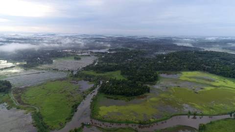 Aerial shot of the landscape at Kollad, Kottayam, Kerala