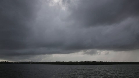 Overcast sky, Ashtamudi Lake, Kerala