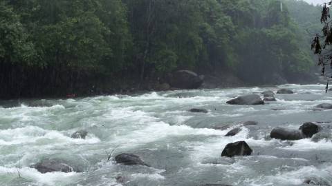 Flowing river during monsoon