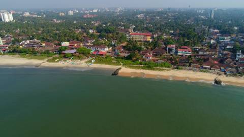 Aerial shot of a beach at Kannur, Kerala