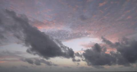 Colourful sky with scattered dark clouds