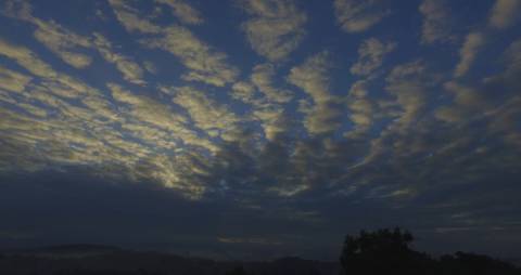 Patterned clouds on deep blue sky, Kerala