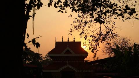 Temple in Kerala during sunset