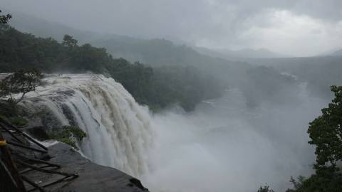 Athirappilly Waterfalls during Monsoon, Thrissur